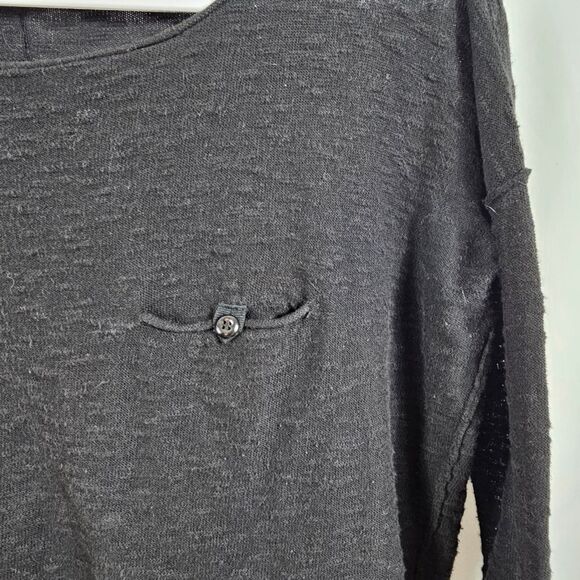 Brochu Walker Cotton/Linen Blend Round Neck Sweater in Charcoal - Size P - Picture 5 of 10
